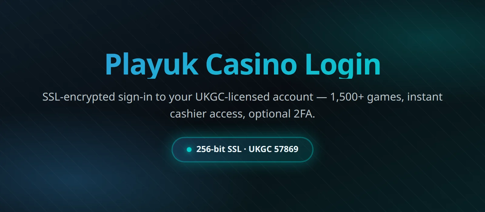 Playuk Casino login screen with secure UKGC-licensed account access